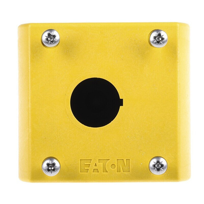 Eaton Grey/Yellow Plastic M22 Push Button Enclosure - 1 Hole 22mm Diameter