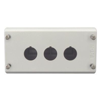 Eaton Grey Plastic M22 Push Button Enclosure - 3 Hole 22mm Diameter