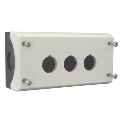 Eaton Grey Plastic M22 Push Button Enclosure - 3 Hole 22mm Diameter