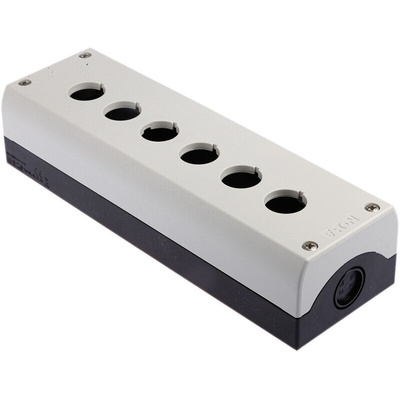 Eaton Grey Plastic RMQ Titan M22 Push Button Enclosure - 6 Hole 22mm Diameter