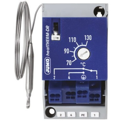 Jumo Capillary Thermostat, +130°C Max, NO/NC, Automatic Reset, Surface Mount