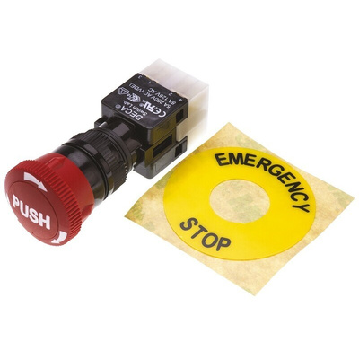 RS PRO Illuminated Emergency Stop Push Button, Panel Mount, DPDT, IP65