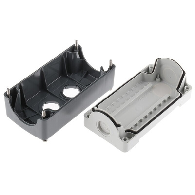 Grey Plastic ABB Modular Push Button Enclosure - 2 Hole 22mm Diameter