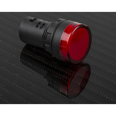 RS PRO, Panel Mount Red LED Pilot Light, 22mm Cutout, IP65, Round, 24V ac/dc