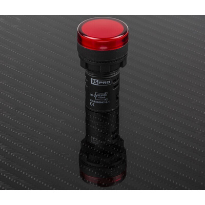RS PRO, Panel Mount Red LED Pilot Light, 22mm Cutout, IP65, Round, 24V ac/dc