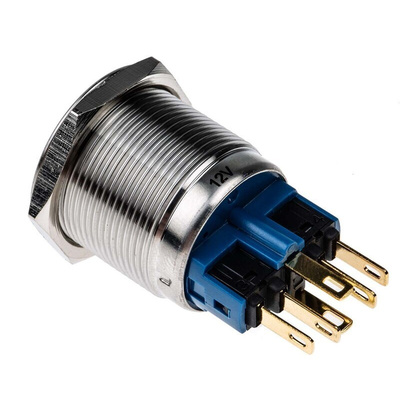 RS PRO Illuminated Push Button Switch, Latching, Panel Mount, 22mm Cutout, SPDT, Blue LED, 12V, IP65, IP67