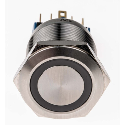 RS PRO Illuminated Push Button Switch, Latching, Panel Mount, 22mm Cutout, SPDT, Blue LED, 12V, IP65, IP67