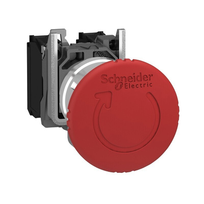 Schneider Electric Harmony XB4 Series Twist Release Emergency Stop Push Button, Panel Mount, 22mm Cutout, 2NC, IP66,