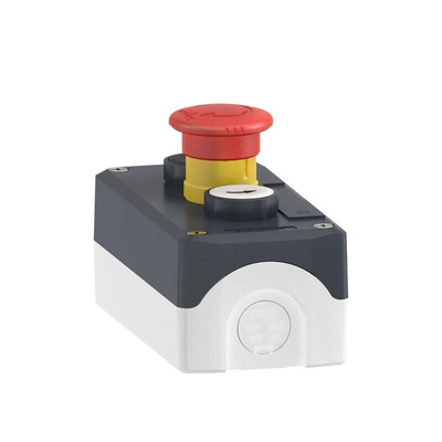 Schneider Electric Latching, Spring Return Control Station Switch - 2NO, SPST, Polycarbonate, 3 Cutouts, Black, Red,