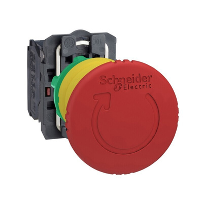 Schneider Electric XB5 Series Twist Release Emergency Stop Push Button, Panel Mount, 22mm Cutout, 2NC, IP66, IP67,