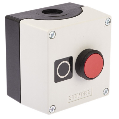 Siemens Enclosed Push Button - SPST, Plastic, Red, O, IP66, IP67, IP69