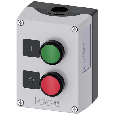 Siemens Enclosed Push Button - SPDT, Plastic, Green, Red, IP66, IP67, IP69