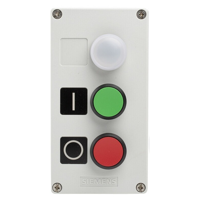 Siemens Enclosed Push Button - SPDT, Plastic, Green, Red, White, IP66, IP67, IP69