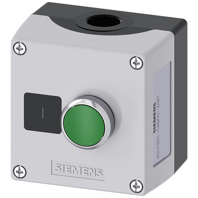 Siemens Enclosed Push Button - SPST, Metal, Green, I, IP66, IP67, IP69