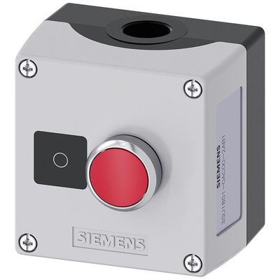 Siemens Enclosed Push Button - SPST, Metal, Red, O, IP66, IP67, IP69