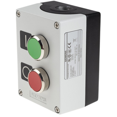 Siemens Enclosed Push Button - SPDT, Metal, Green, Red, IP66, IP67, IP69