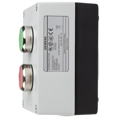 Siemens Enclosed Push Button - SPDT, Metal, Green, Red, IP66, IP67, IP69