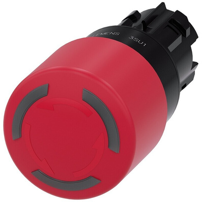 Siemens 3SU1 Series Twist Release Illuminated Emergency Stop Push Button, Panel Mount, 22mm Cutout, IP66, IP67, IP69