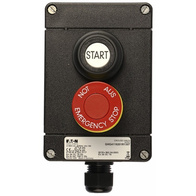 Eaton Push Button Control Station, 2 Cutouts, IP67