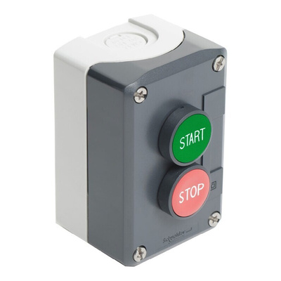 Schneider Electric Push Button Control Station - 1NO/1NC, Polycarbonate, 2 Cutouts, Red/Green, IP66