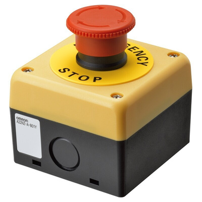 Omron Push Button Control Station - 1NC, Red, Emergency Stop, IP65