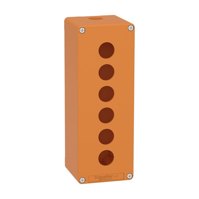 Schneider Electric Orange Die Cast Zinc XAPO Empty Control Station - 6 Hole 22mm Diameter