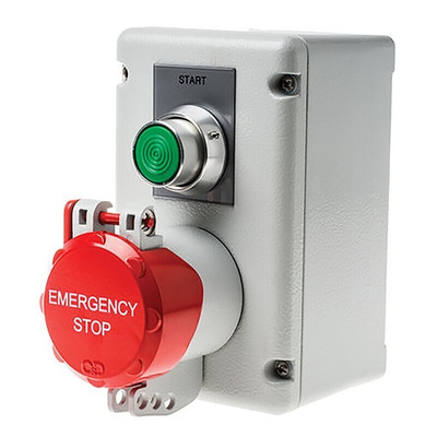 Craig & Derricott Momentary (Start), Pull to Reset (Stop) Push Button Control Station - SPDT, Die Cast Aluminium,