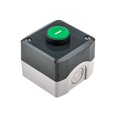 Schneider Electric Spring Return Enclosed Push Button - SPST, Polycarbonate, 1 Cutouts, Green, I, IP66, IP67,