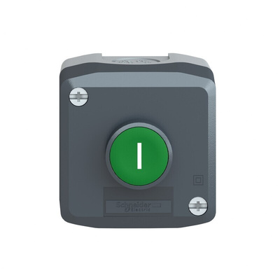 Schneider Electric Spring Return Enclosed Push Button - SPST, Polycarbonate, 1 Cutouts, Green, I, IP66, IP67,