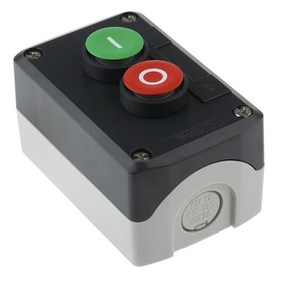 Schneider Electric Spring Return Enclosed Push Button - SPST, SPST, Polycarbonate, 2 Cutouts, Red/Green, I/O, IP66,