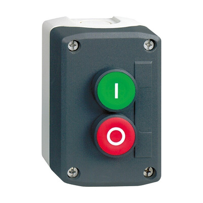 Schneider Electric Spring Return Enclosed Push Button - SPST, SPST, Polycarbonate, 2 Cutouts, Red/Green, I/O, IP66,