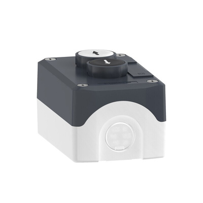 Schneider Electric Spring Return Enclosed Push Button, Polycarbonate, 1 Cutouts, Black/White, Down Arrow, Up Arrow,