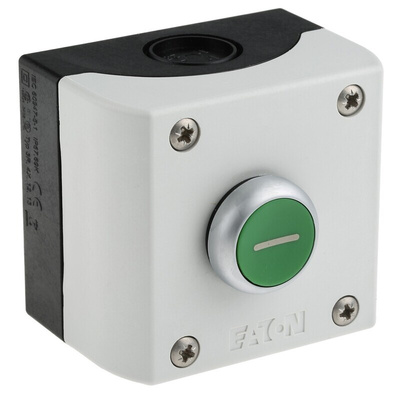 Eaton Momentary Enclosed Push Button - SPDT, Plastic, 1 Cutouts, Green, I, IP69K