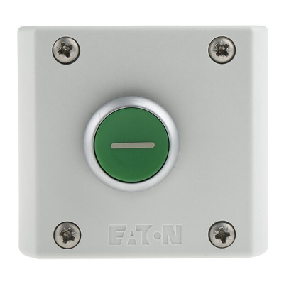 Eaton Momentary Enclosed Push Button - SPDT, Plastic, 1 Cutouts, Green, I, IP69K