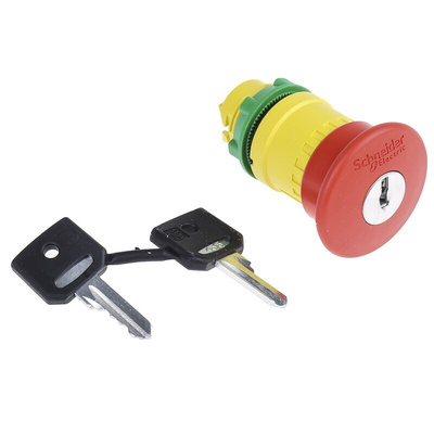 Schneider Electric Harmony XB5 Series Key Release Emergency Stop Push Button, 22mm Cutout, IP66, IP67, IP69K