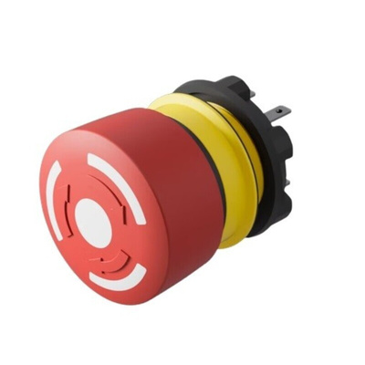 EAO 84 Series Twist Release Emergency Stop Push Button, Panel Mount, 22.5mm Cutout, 1 NO + 1 NC, IP65