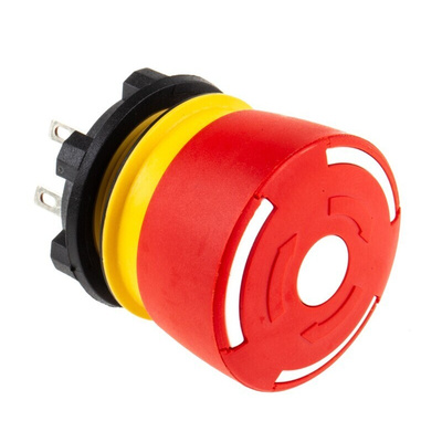 EAO 84 Series Twist Release Emergency Stop Push Button, Panel Mount, 22.5mm Cutout, 1 NO + 1 NC, IP65