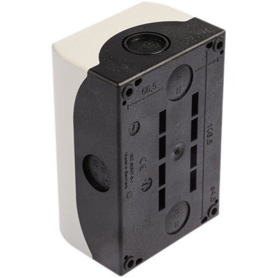 Eaton Momentary Enclosed Push Button - SPDT, Plastic, 2 Cutouts, Black, Arrow, IP65