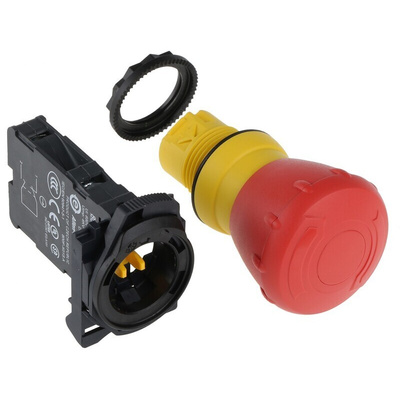 Allen Bradley 800FP Series Twist Release Emergency Stop Push Button, Panel Mount, 22.5mm Cutout, 1NC