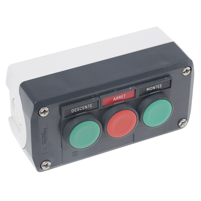 Schneider Electric Spring Return Enclosed Push Button - 2NO, SPST, Polycarbonate, Green, Red, IP66, IP67, IP69K
