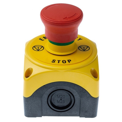 Lovato S1PY Series Twist Release Emergency Stop Push Button, Surface Mount, 1NC, IP66, IP67, IP69K