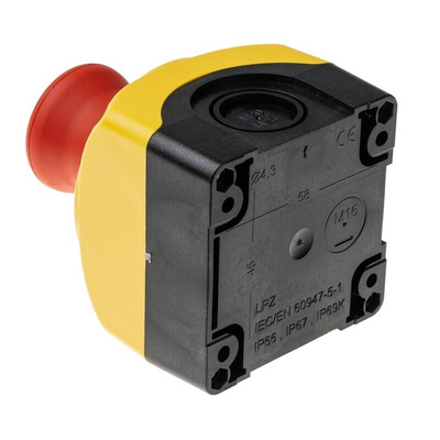 Lovato S1PY Series Twist Release Emergency Stop Push Button, Surface Mount, 1NC, IP66, IP67, IP69K