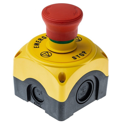 Lovato S1PY Series Twist Release Emergency Stop Push Button, Surface Mount, 1NC, IP66, IP67, IP69K