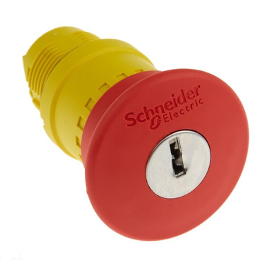 Schneider Electric Harmony XB5 Series Key Release Emergency Stop Push Button, Panel Mount, 22mm Cutout, 1NC