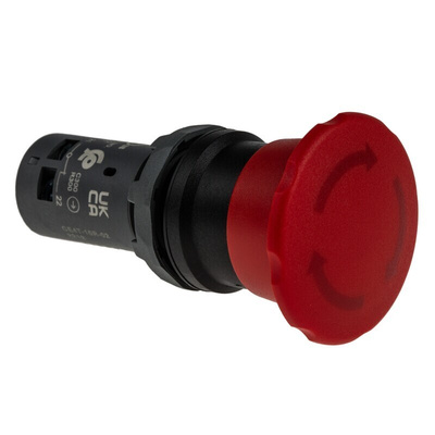 ABB CE4T Series Twist Release Emergency Stop Push Button, Panel Mount, 22.5mm Cutout, 2NC, IP66, IP67, IP69K