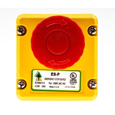 IDEM ES Series Twist Release Emergency Stop Push Button, Surface Mount, 2NC + 1NO, IP67