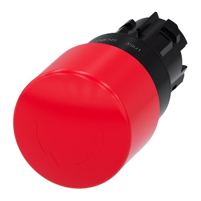 Siemens 3SU1 Series Twist Release Emergency Stop Push Button, Panel Mount, 22mm Cutout
