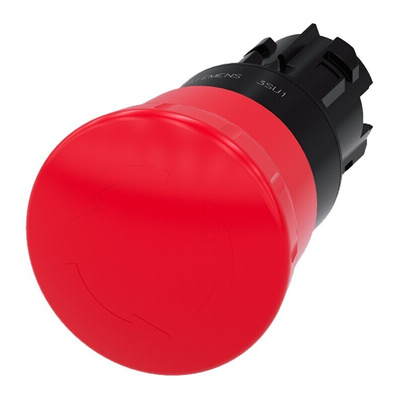 Siemens 3SU1 Series Twist Release Emergency Stop Push Button, Panel Mount, 22mm Cutout, IP66, IP67, IP69