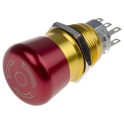 RS PRO Emergency Stop Push Button, Panel Mount, DPDT, IP65
