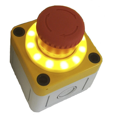 APEM A02ES-I Series Twist Release Emergency Stop Push Button, Panel Mount, 22mm Cutout, 2NC, IP65